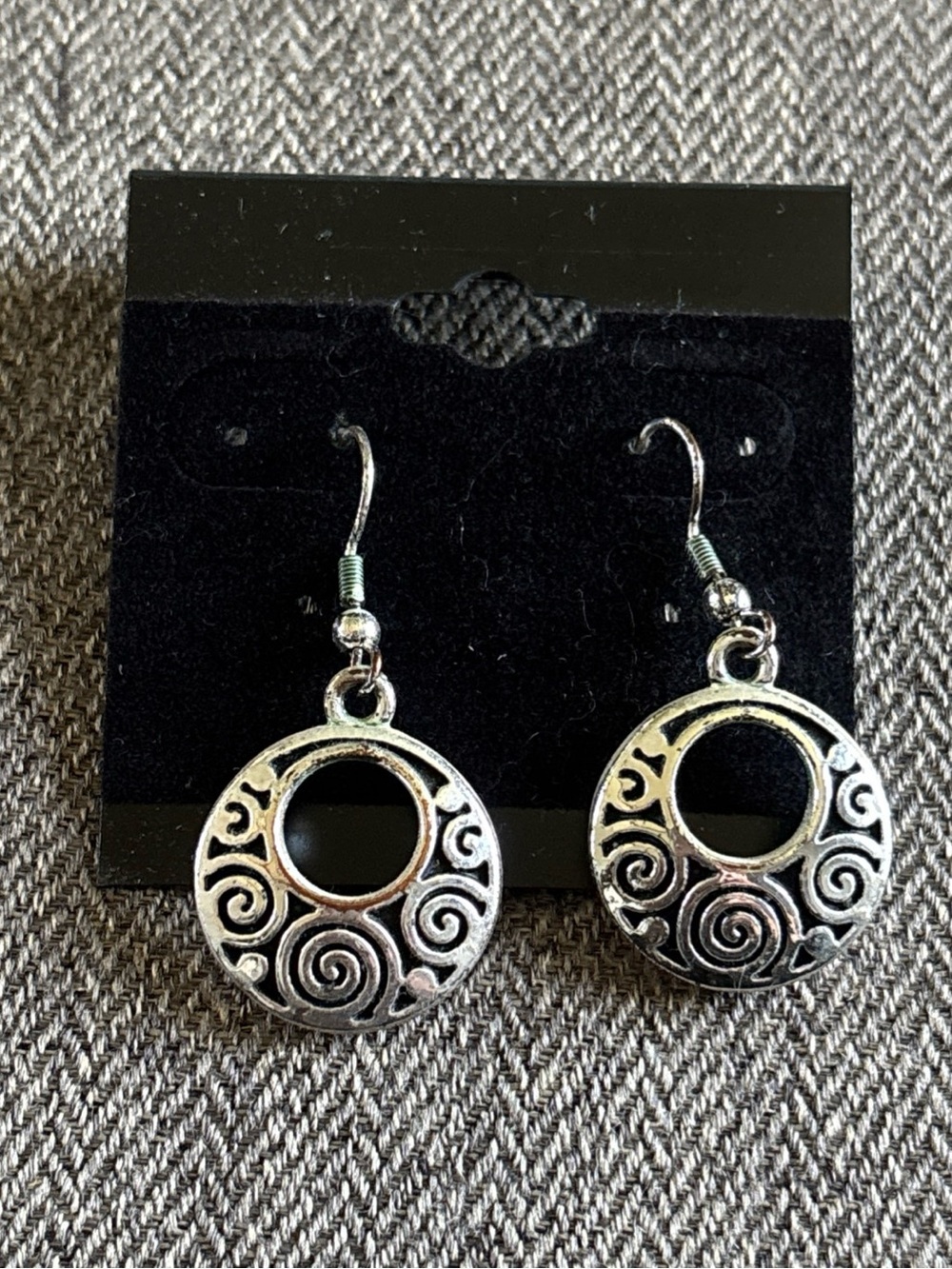 Brighton Contempo Nuevo Ring French Wire Earrings Silver Tone Scroll